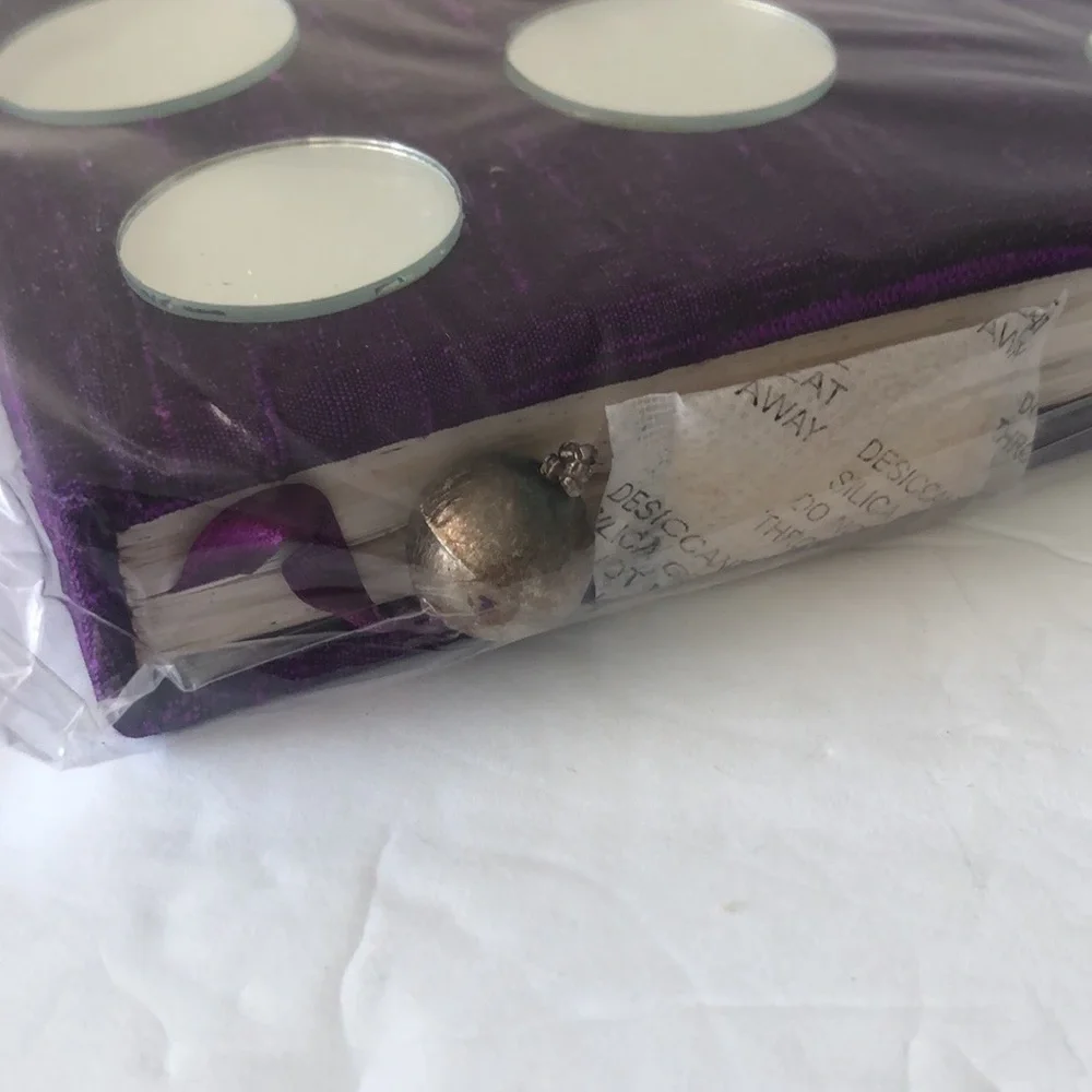 Unique Paperchase Vtg Purple Silk Blank Notebook W Round Mirrors Handmade